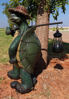 Gift Nautical Nature Lover Adventure Hiking Tortoise with Straw Hat Statue-10
