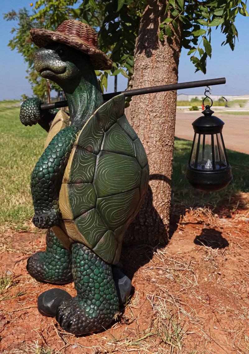 Gift Nautical Nature Lover Adventure Hiking Tortoise with Straw Hat Statue-10