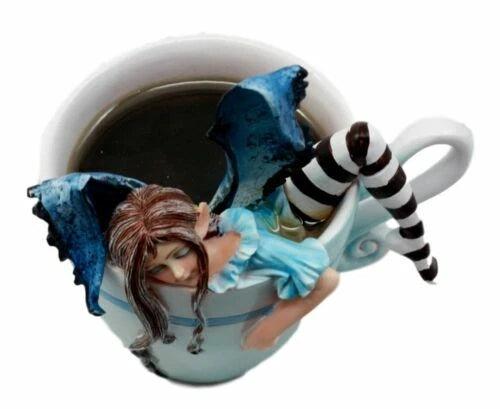 Amy Brown Teacup Latte Coffee Drunk Whimsical Fairy Figurine 5"H-9