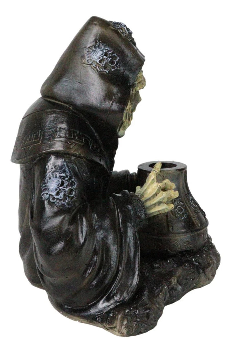 Grim Reaper Skeleton Wizard Chanting Spells Backflow Incense Cone Burner Statue-9