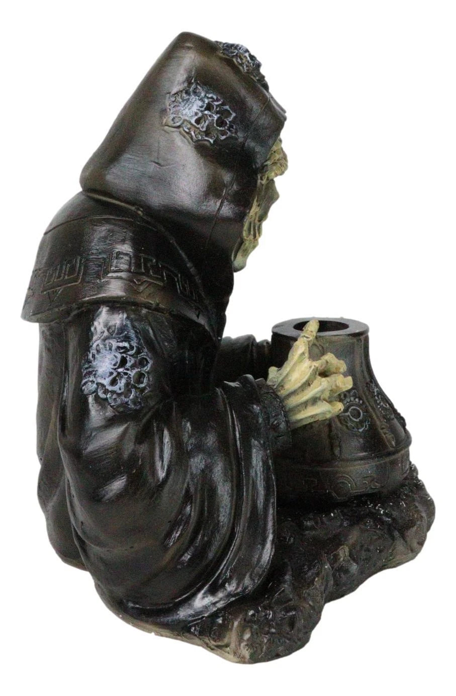 Grim Reaper Skeleton Wizard Chanting Spells Backflow Incense Cone Burner Statue-9