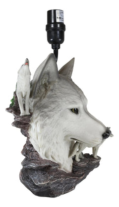 Gray Wolf Table Lamp Decor Wildlife Full Moon Howling Timber Wolf Pack-9