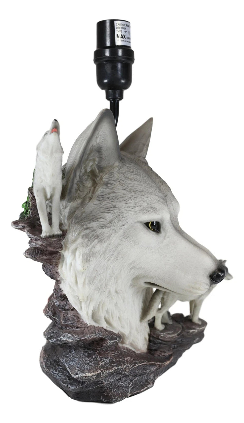 Gray Wolf Table Lamp Decor Wildlife Full Moon Howling Timber Wolf Pack-9