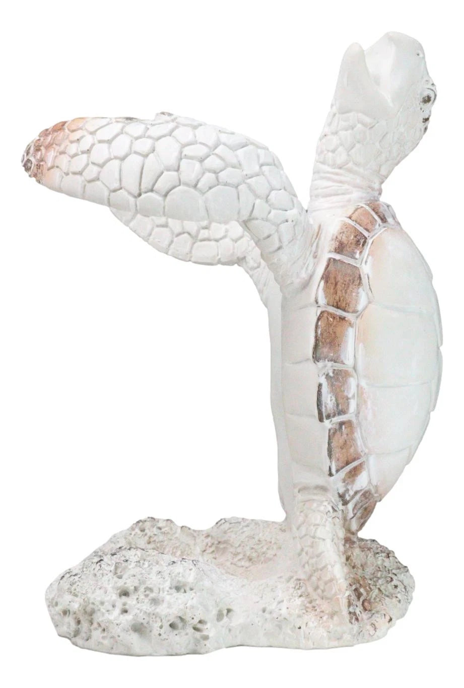 Nautical Marine Distressed Antique White Sea Turtle Wine Bottle Holder Figurine-10