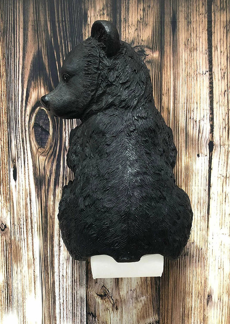 Large Stinky Stool Pooping Black Bear Toilet Paper Holder Decor Figurine 13.5"H-1