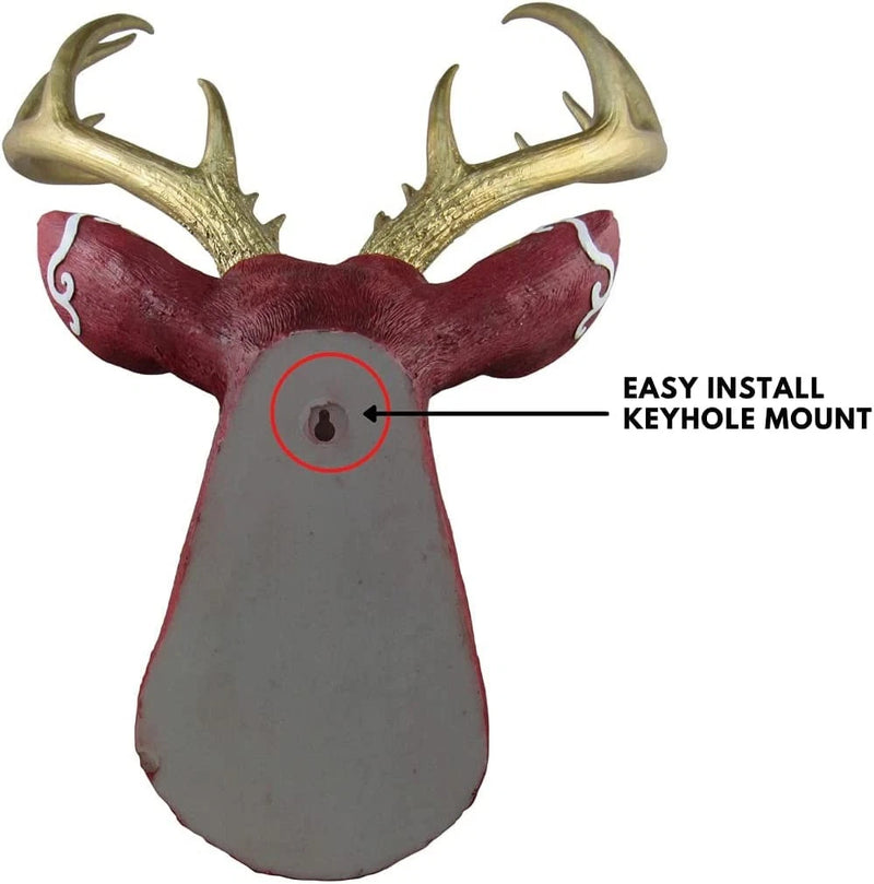 Deer Head Faux Taxidermy Wall Sculpture Rustic Cabin Wall Home Decor 19.5"-7