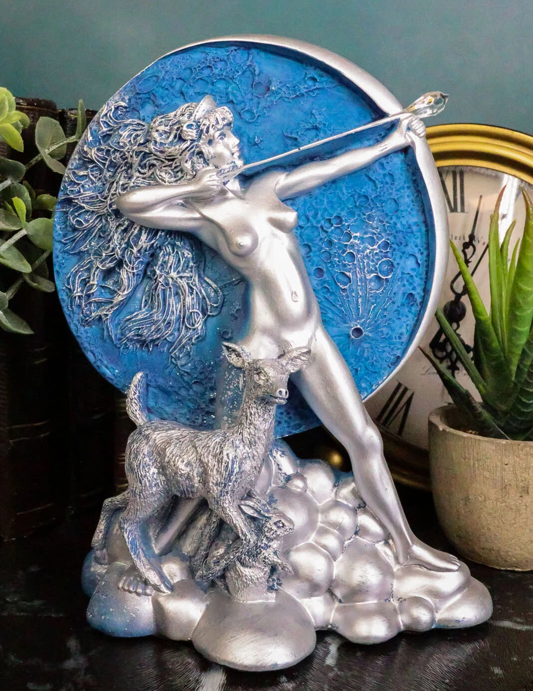 Oberón Zell, diosa griega de la caza, Luna, Diana, dibujo, arco y flecha, estatua -1