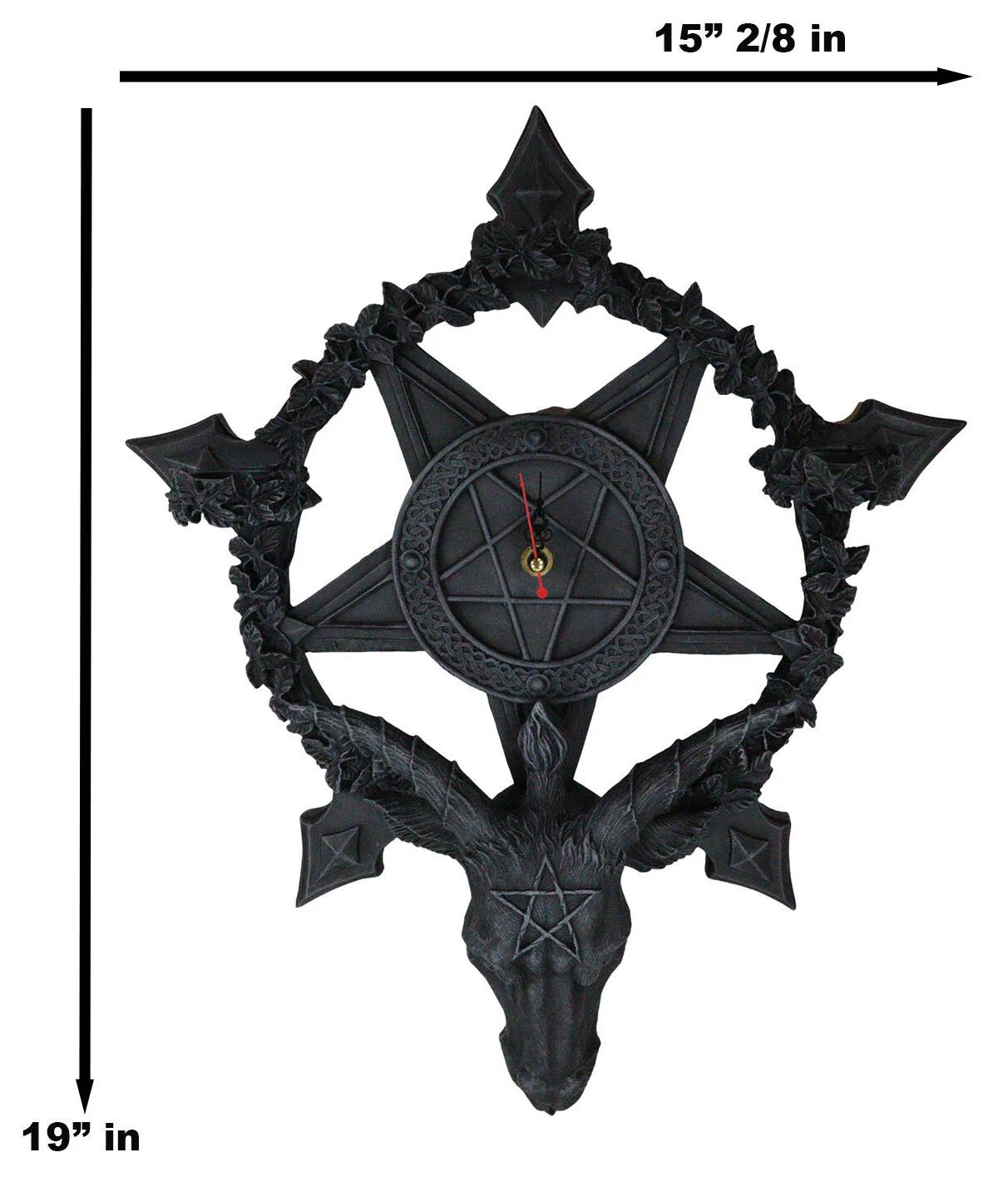 Samael Lilith Baphomet Hanging Wall Clock Candle Holder Decor Plaque 19" H-10