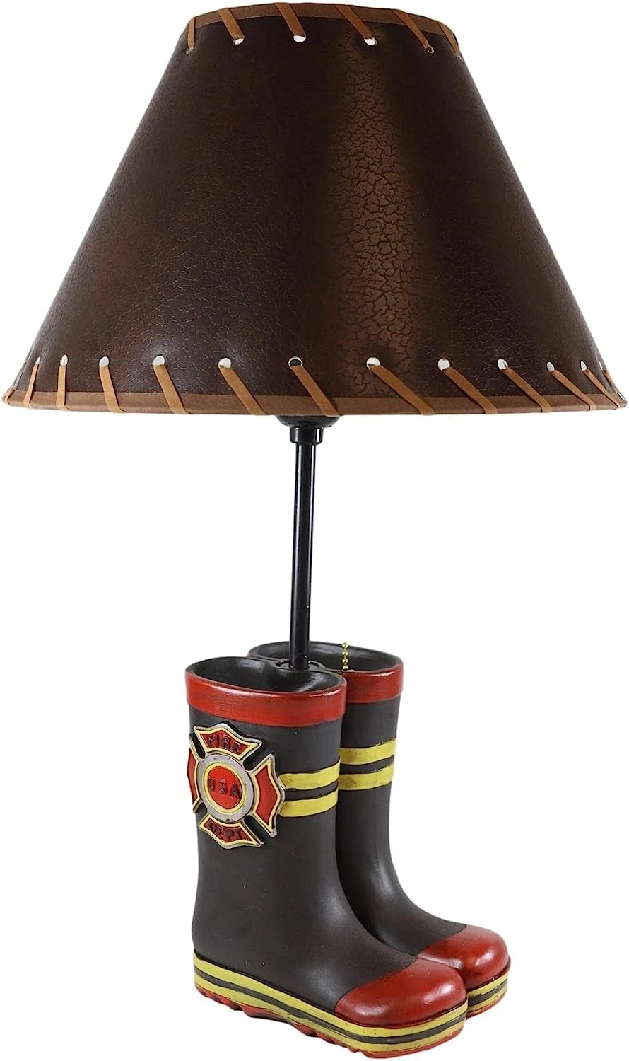 American Hero Fire Fighters Fireman Boots Desktop Table Lamp With Laced Shade-9