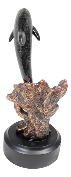 Marine Sea Dolphin Jumping Out Of Water Bronze Electroplated Resin Figurine-8