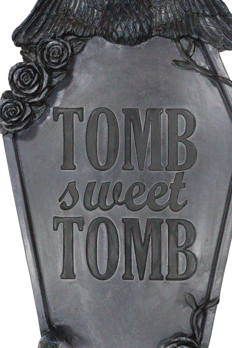 Gothic Raven Crows On Graveyard Tomb Coffin Headstone Black Roses Wall Decor-9