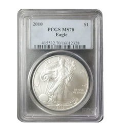 2010 $1 American Silver Eagle MS70 PCGS-1