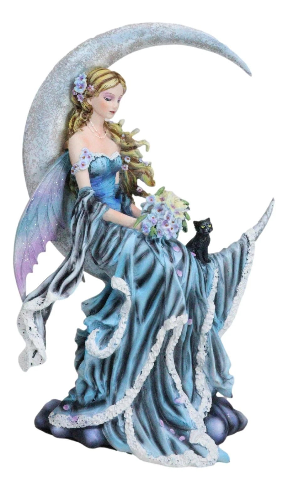 Large Celestial Moon Water Elemental Fairy Statue 11"H By Nene Thomas-9