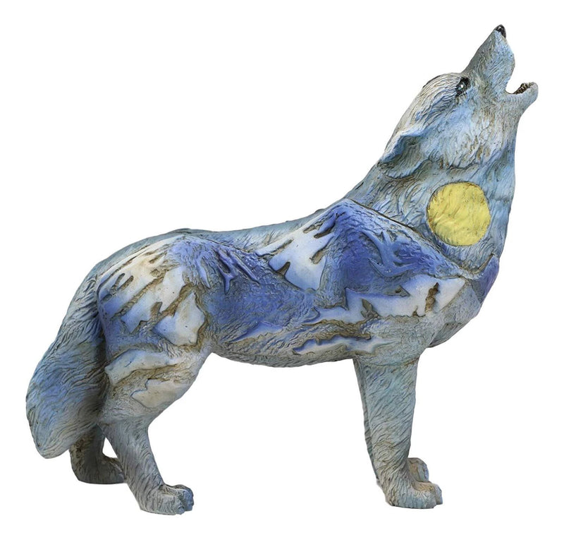 Colección de figuras tótem tribales nativas de Moon Mountain, lobo aullador, espíritu, 15 cm de largo-10