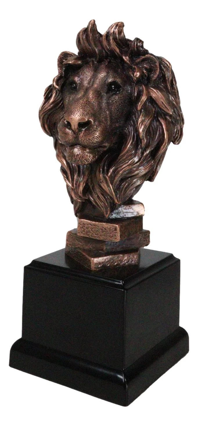King Of The Jungle African Lion Pride Bust Bronze Electroplated Figurine Statue-10