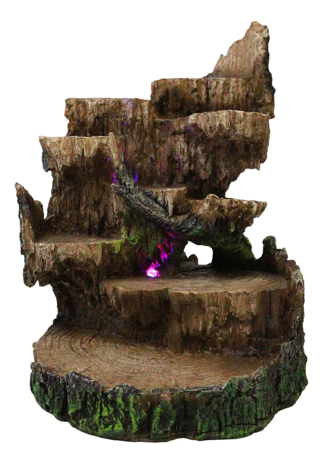 Rustic Forest Tree Steppes Faux Wooden LED Display Stand Figurine For Miniatures-9