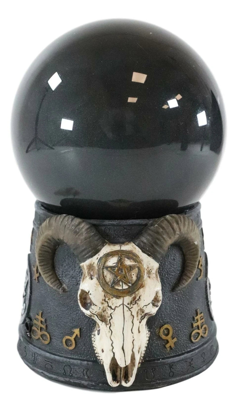 Pentagram Sigil Sabbatic Goat Baphomet Skull Black Sandstorm Gazing Ball-5