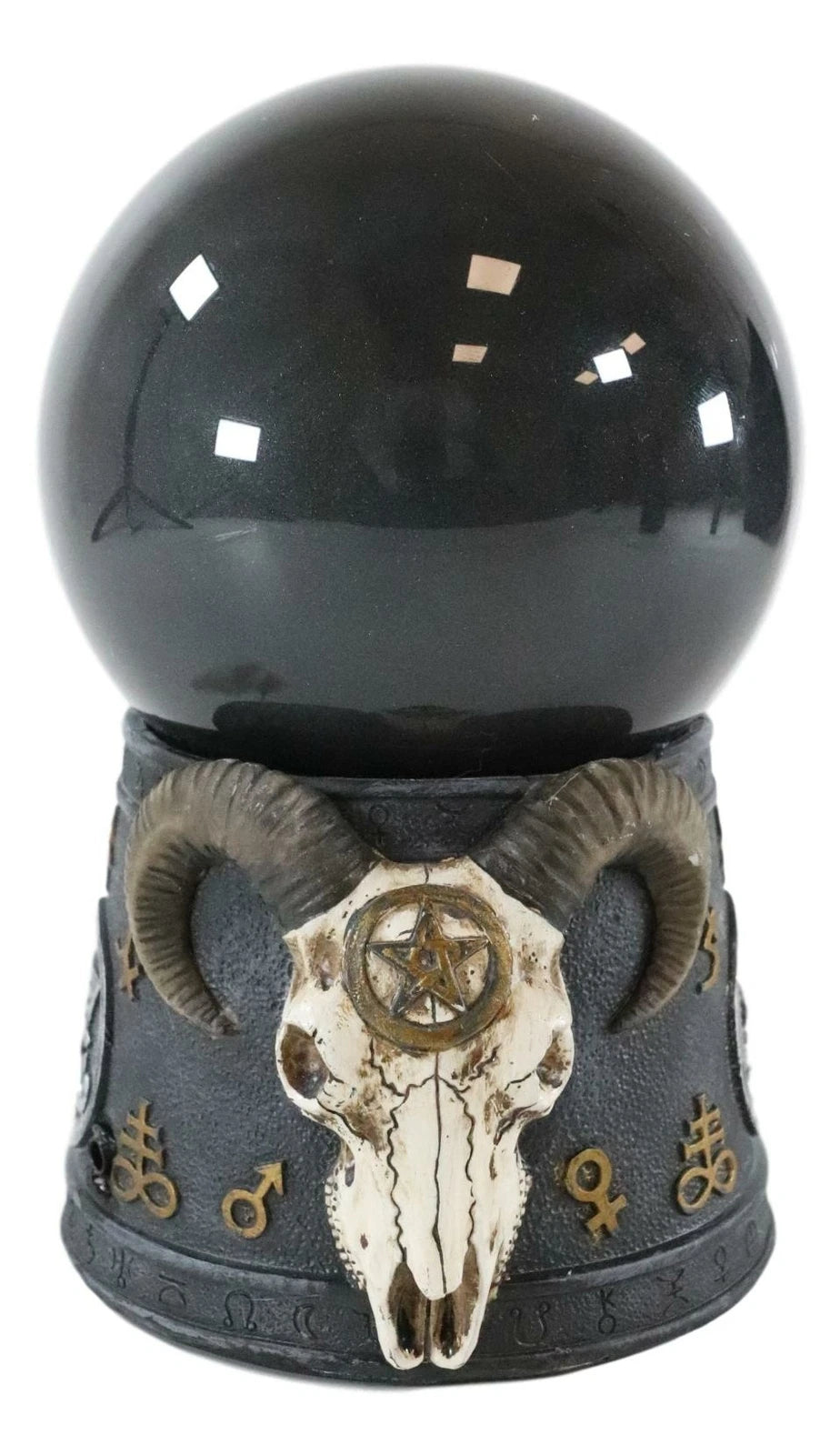 Pentagram Sigil Sabbatic Goat Baphomet Skull Black Sandstorm Gazing Ball-5