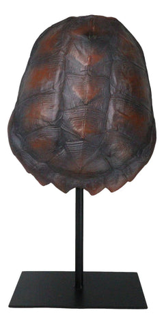 Nautical Marine Faux Alligator Snapping Turtle Shell Sculpture With Pole Stand-9