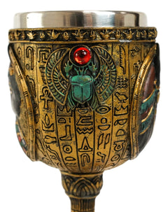Egyptian Goddess Of Home And Women Bastet Cat With Scarab Wine Goblet Chalice-7