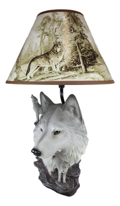 Gray Wolf Table Lamp Decor Wildlife Full Moon Howling Timber Wolf Pack-10