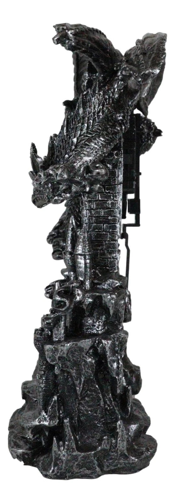 Large Gothic Smaug Dragon Overlord Guarding Castle Pendulum Table Clock Statue-8