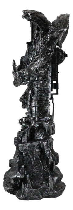 Large Gothic Smaug Dragon Overlord Guarding Castle Pendulum Table Clock Statue-8