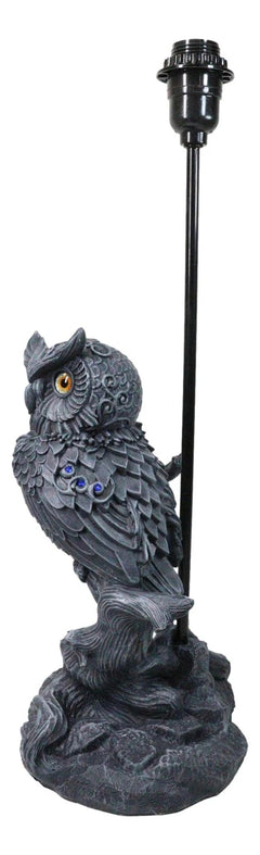 Wisdom of The Woods Mystical Bejeweled Owl Perching On Tree Branch Table Lamp-7