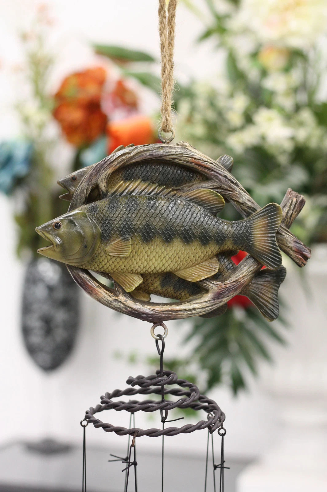 Fishing Marine Freshwater Striped Bass Fish Hanging Mobile Wind Chime Decorative-7