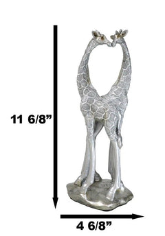 Estatua grande de jirafa plateada con forma de corazón, pareja de enamorados, 31,7 cm de alto, estilo safari de la sabana.-8