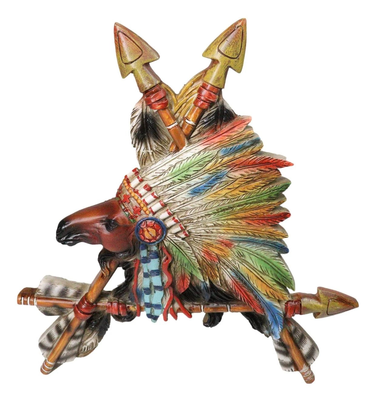 Native Tribal American Indian Chief Horse In Headdress With 3 Arrows Wall Decor-3