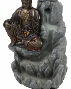 Bodhisattva Kuan Yin Buddha Backflow Incense Burner Statue 7.5"H-9