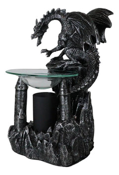 Dragon Castle Figurine, Smaug Electric Oil Burner & Tart Warmer Statue 9.5" Tall, Hand-Painted Fantasy Dragon Sculpture for Home Decor, Desk, Shelf, or Living Room Display-12