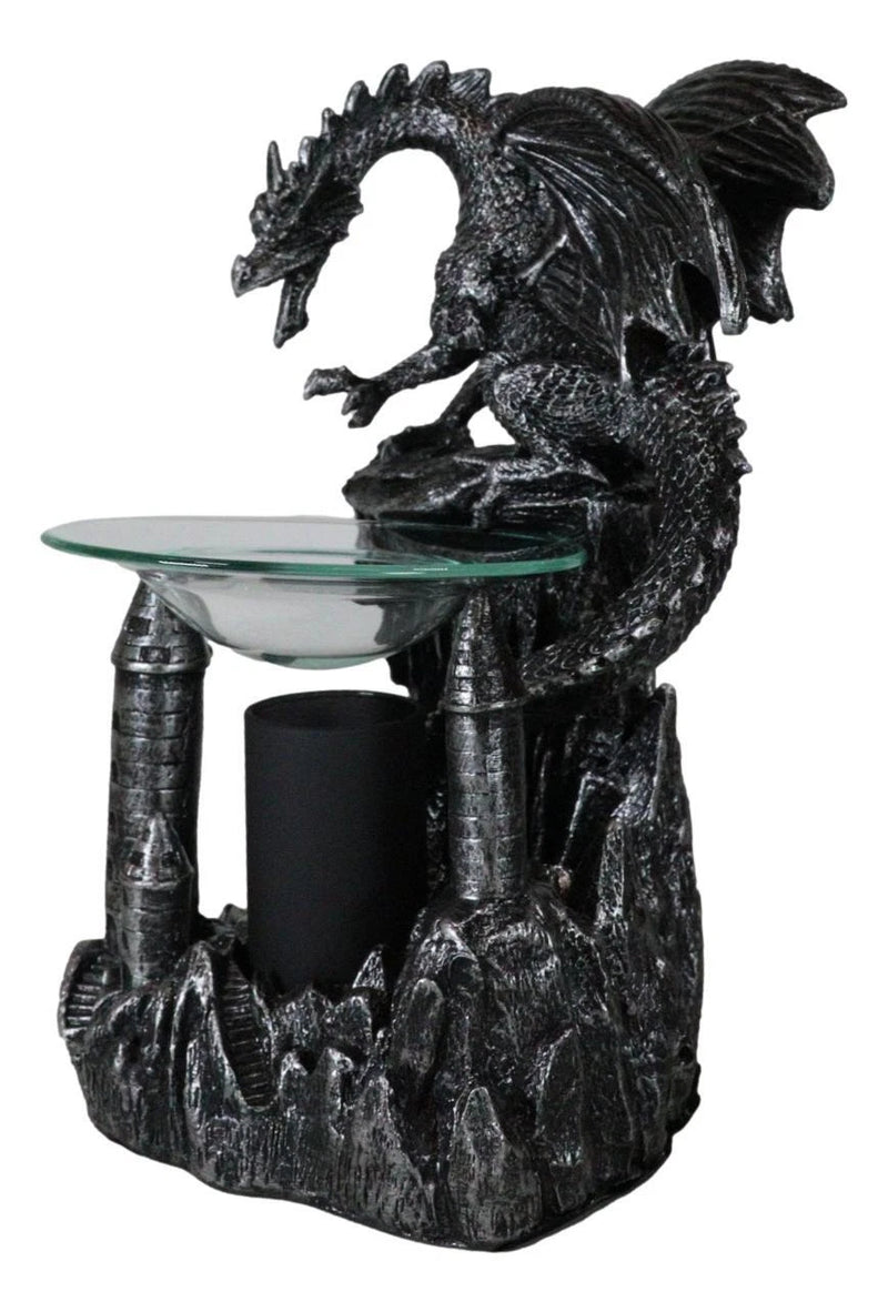 Dragon Castle Figurine, Smaug Electric Oil Burner & Tart Warmer Statue 9.5" Tall, Hand-Painted Fantasy Dragon Sculpture for Home Decor, Desk, Shelf, or Living Room Display-12