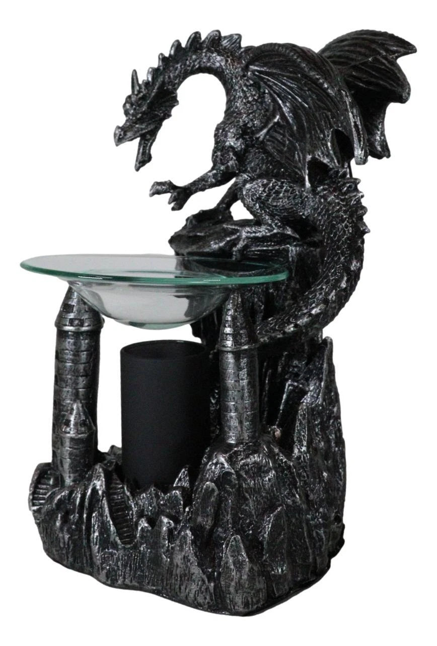 Dragon Castle Figurine, Smaug Electric Oil Burner & Tart Warmer Statue 9.5" Tall, Hand-Painted Fantasy Dragon Sculpture for Home Decor, Desk, Shelf, or Living Room Display-12