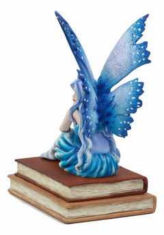Amy Brown Pretty Blue Moon Scholar Book Muse Fairy Statue 6.5"H Fantasy-7