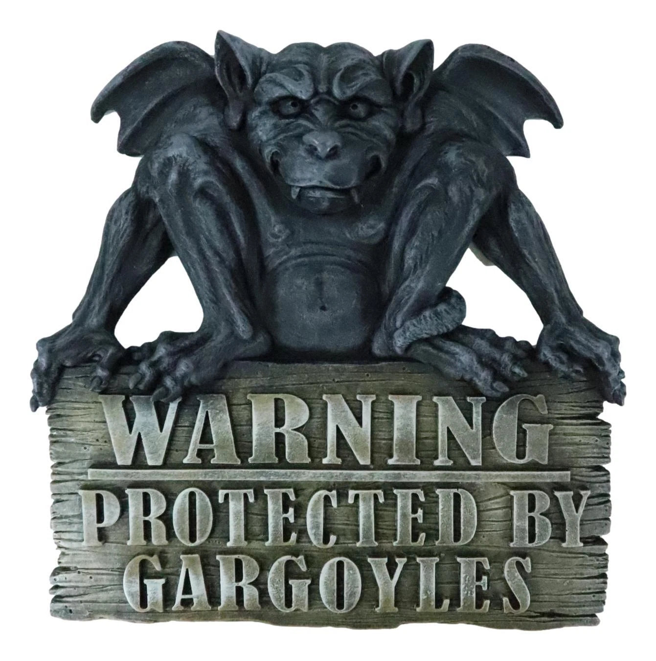 Gothic Winged Gargoyle On Warning Protected By Gargoyles Sign Wall Decor Plaque-8