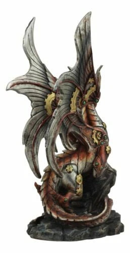 Ruler Of Pantagonia Steampunk Cyborg Robot Dragon Statue 10.5"Tall-7