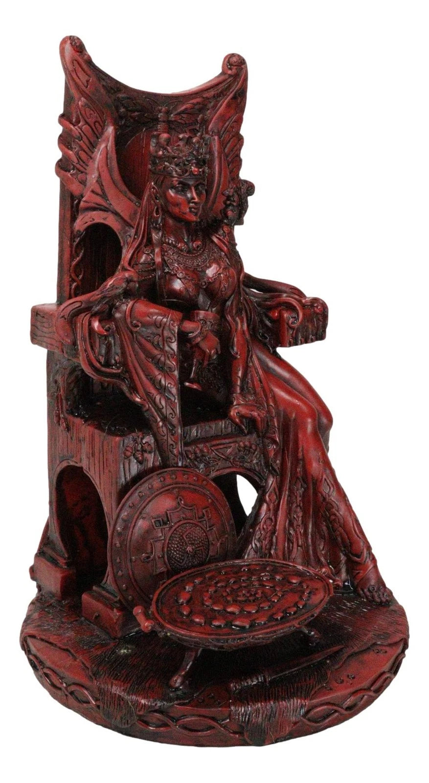 Celtic Maeve with Bird and Squirrel On Throne Statue 11" Tall Clay Finish-8