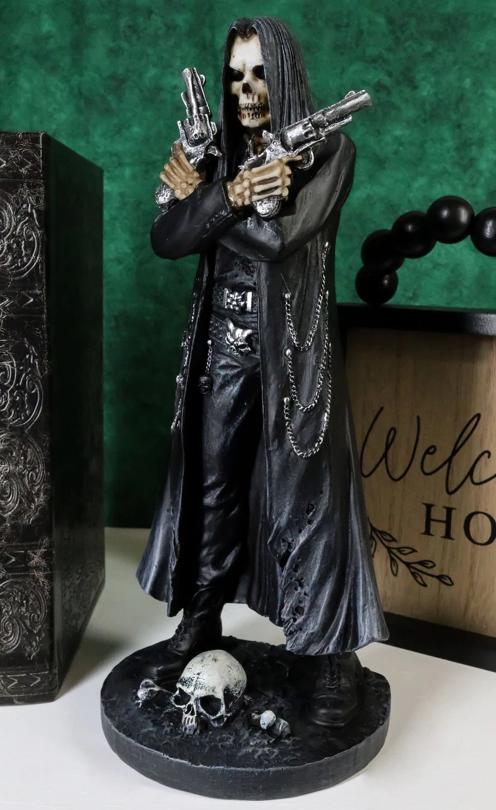 Assassin's Creed Hooded Grim Reaper Skeleton With Dual Beretta Pistols Statue-8