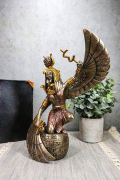 Egyptian Goddess Figurine, Isis & Ra Holding Ankh Statue 9" Tall, Collectible Home Decor, Shelf Display, Desk Accent, Ancient Egypt Mythology, Egyptian Home Ornament Gift-9