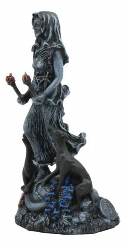Oberon Zell Spiral Triple Goddess The Crone Hecate With She Dog Hounds Statue-8