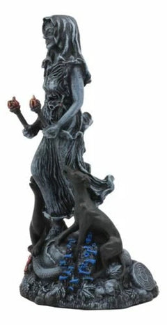 Oberon Zell Spiral Triple Goddess The Crone Hecate With She Dog Hounds Statue-8