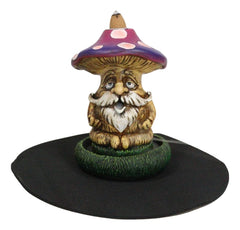 Whimsical Purple Toadstool Mushroom Greenman On Greens Backflow Incense Burner-12