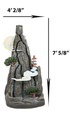 Feng Shui Rocky Mountain Top Buddhist Pagoda Temple Backflow Cone Incense Holder-10
