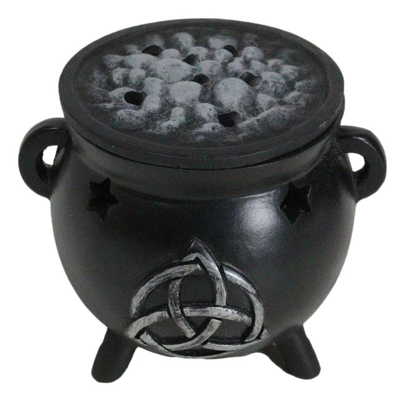 Wicca Sacred Triquetra Symbol Stars Cutout Witch Cauldron Incense Cone Burner-8