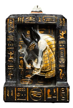 Egyptian God of The Dead Anubis Hieroglyphs Backflow Incense Burner Figurine-10