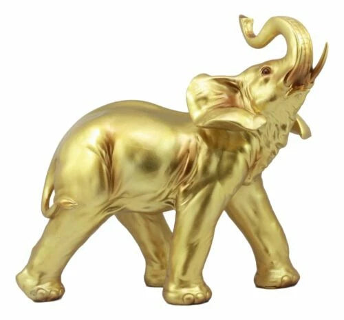 Estatua de elefante dorado Feng Shui de gran Buda tailandés auspicioso con la trompa hacia arriba-8