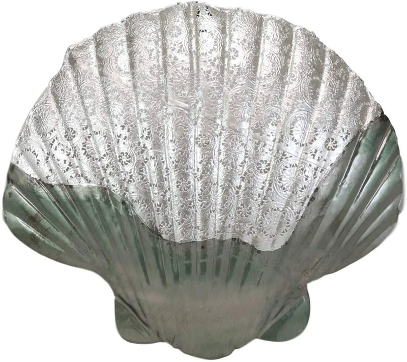 Silver Filigree Capiz Green Nautical Sea Shell Clams 3 Sizes Set Wall Decors-7