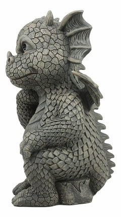 The Thinker Whimsical Garden Dragon Statue 10"H Cute Baby Dragon Winking Eye-8